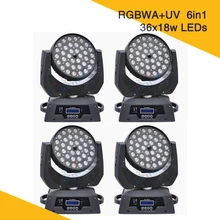 4 шт./лот 36*18 Вт Led Zoom Moving головной свет RGBWA UV 6в1 Led Zoom Wash Moving головной свет сценический специальный цвет смешанное освещение