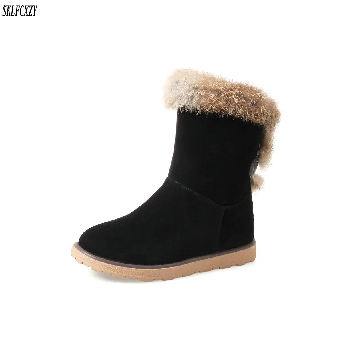 SKLFCXZY Autumn winter women's boots plush snow boots warm women's shoes size 34-42