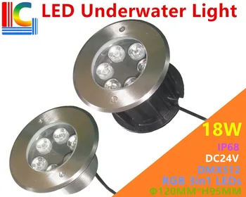 18W Led Onderwater Licht Zwembad Lampen DMX512 Rgb 3in1 Kleurrijke IP68 Outdoor Vijver Decor 304 Ondergrondse Spotlight