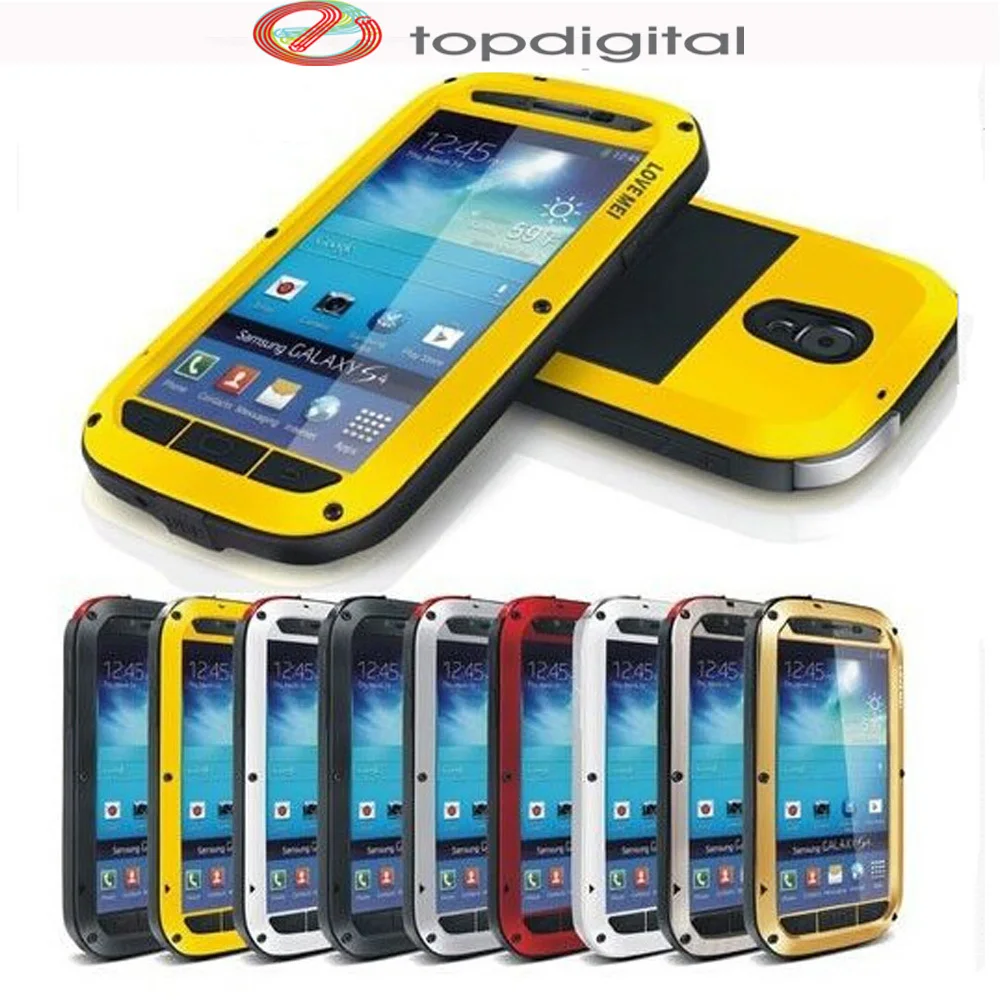 bilder für LIEBE MEI Stoßfest Wasserdicht Metall Fall für Samsung Galaxy S4 i9500 Schwere Fall-abdeckung w Hartglas Displayschutzfolie bilder für LIEBE MEI Stoßfest Wasserdicht Metall Fall für Samsung Galaxy S4 i9500 Schwere Fall-abdeckung w Hartglas Displayschutzfolie