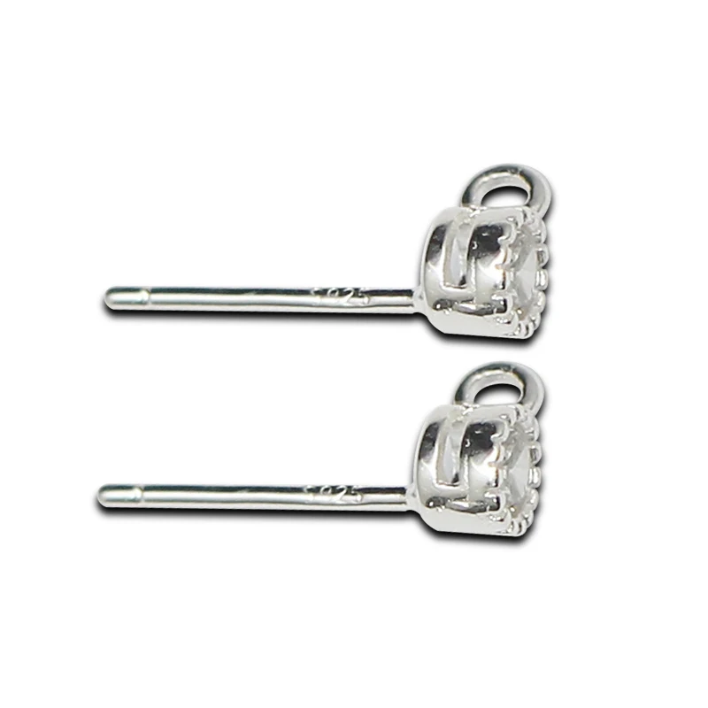 

Beadsnice 925 Sterling Silver Stud Earring Earring Post with Zircon Simple Jewelry Making Accessories 36310