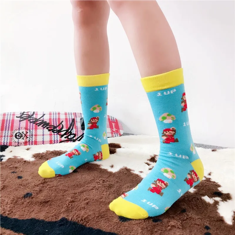 Neue-Baumwolle-m-nner-frauen-Crew-Socken-Lustige-Harajuku-Nette-Neuheit-Cartoon-sloth-Super-Mario-Weihnachten(19)