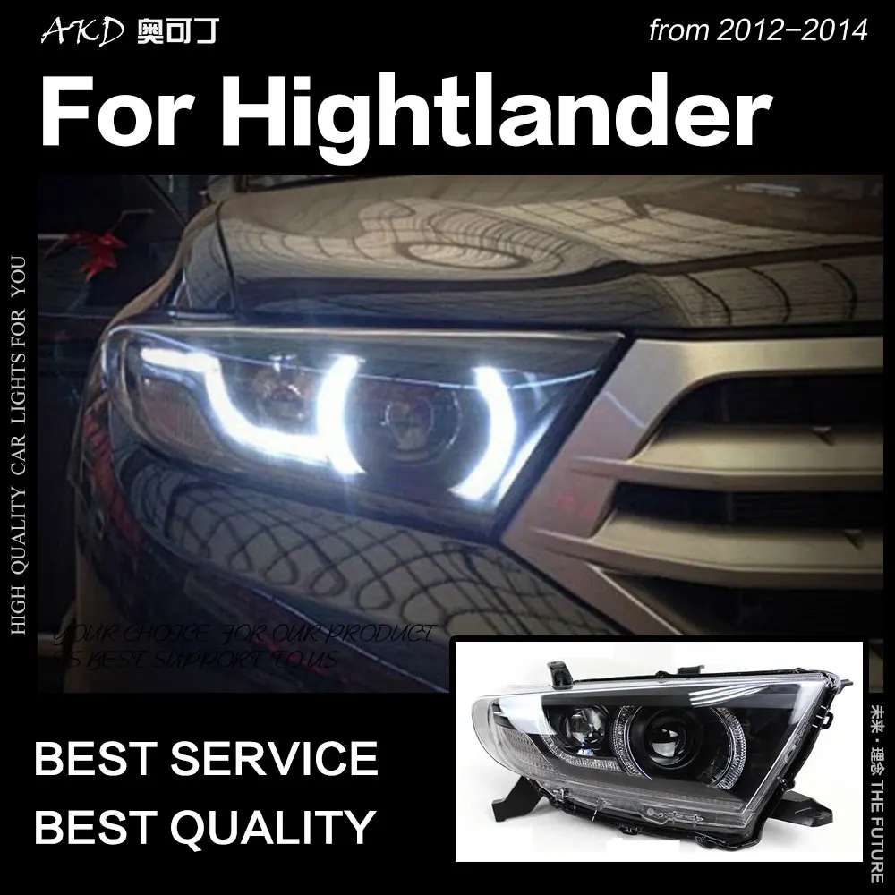 

AKD Car Styling for Toyota Highlander Headlights 2012 Highlander LED Headlight DRL Hid Head Lamp Angel Eye Bi Xenon Accessories