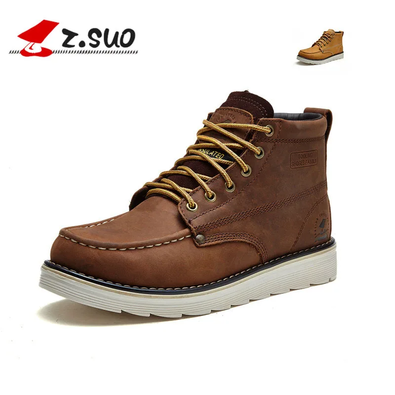 Causal Genuine Leather Men Boots Spring Autumn Rubber Flat Boots Mens Comfortable Lace-up Male Shoes Zapatos Hombre SG067