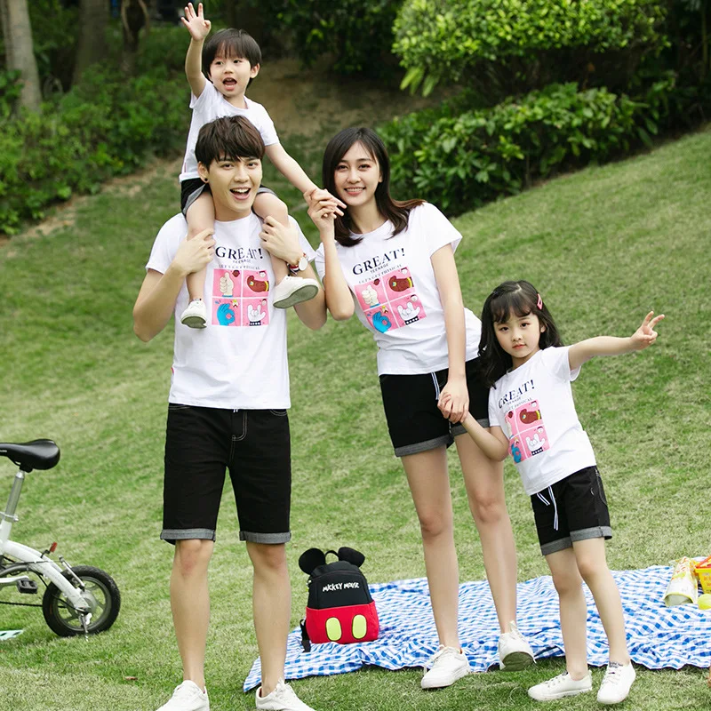 

Fashion hot Family Matching Clothes Mother and Daughter Clothes Boys Girls Jeans Summer Outing Picnic Boys T-shirt Family Look
