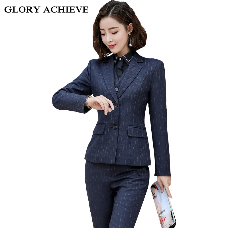 

Womens Formal Suits Workwear Office Uniform Designs Women Office Suits Blazers Korean Style elegant business pant suits 3XL 4XL