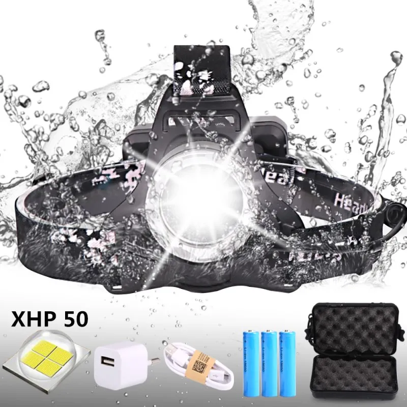 

XHP50 LED Headlamps 30000LM Led Headlight 32W Head Lamp Flashlight Torch LED Headlamp Lantern for Camping By 3*18650 Battery