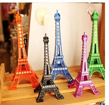 

wholesale factory outlet 5PC Christmas gift tour souvenir with diamond Eiffel Tower with box with Tower center decoration world