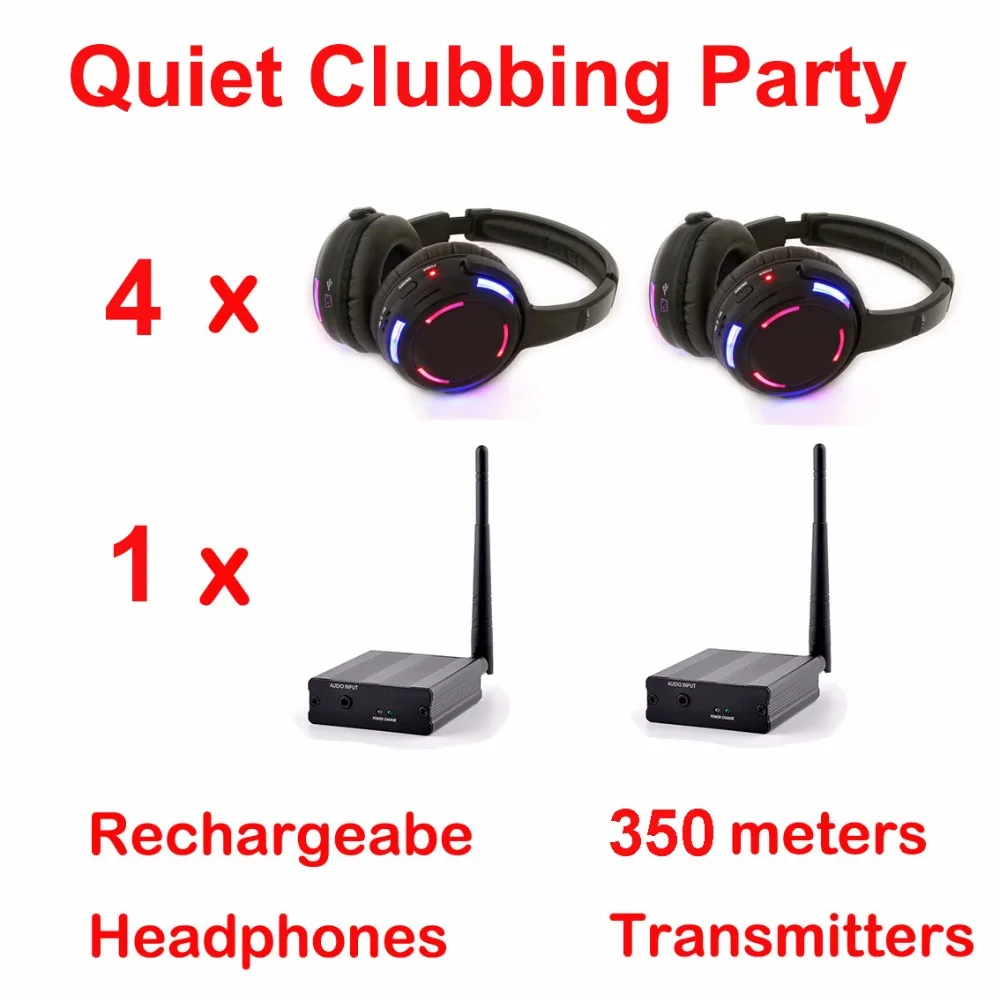 Silent Disco compete system черные светодиодные беспроводные наушники тихий комплект
