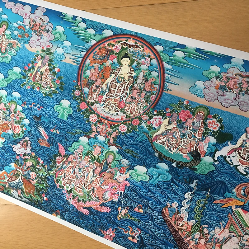 Sakyamuni и Arhat Thangka Тибетский классический художественный копия буддизм статуя Будды Холст печать живопись плакат Настенные картины Домашний декор