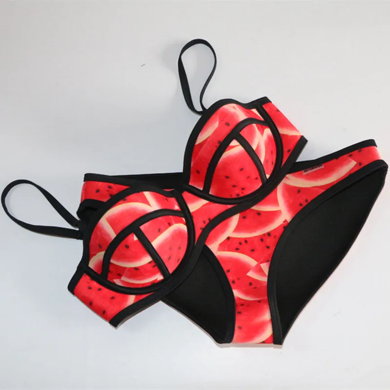 

BIYISI 2016 New Style Women's Push Up Neoprene Bikini Set Swimsuit Swimwear Bikinis Free Shipping 3407