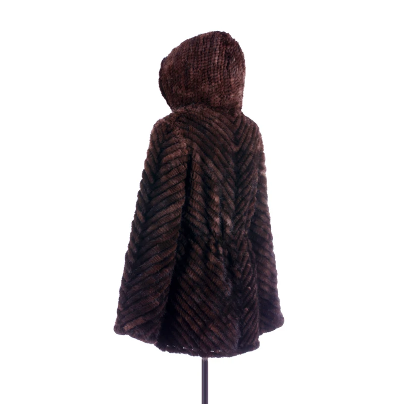 ZY81011 Ladies Real Knitted Mink Fur Full Sleeve With Hooded Fur Coat Jacket Winter Women Fur Coats Female Mink Fur Overcoat packable down jacket