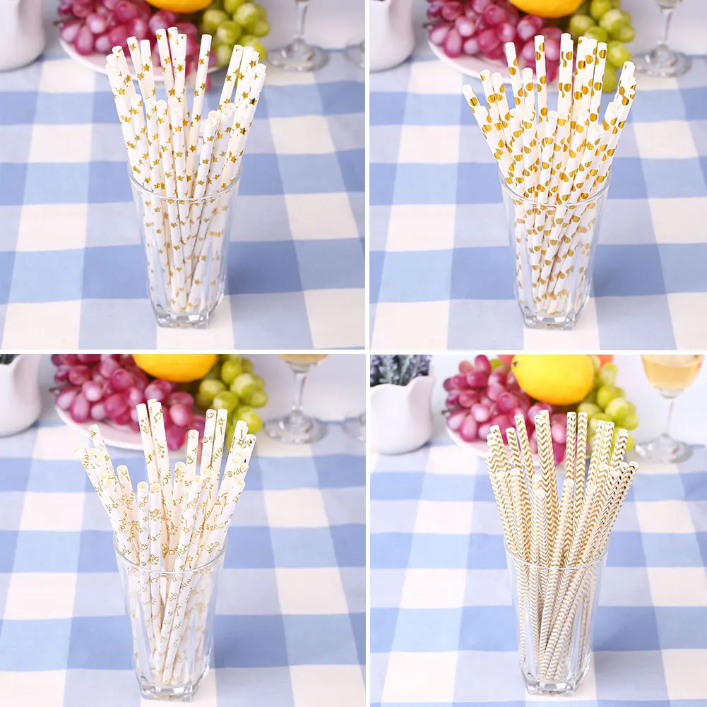 

25pcs Golden Drinking Straws Tubularis Party Supplies Cocktail Drinking