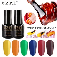 MIZHSE 7 мл полупрозрачный Янтарный цветной глазурный гель для ногтей, эмаль, цвета для дизайна ногтей, маникюрное украшение, креативный стеклянный Гель-лак, сделай сам