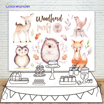 

7x5ft Vinyl Woodland Safari Party Baby Shower Backdrops Flower Animal Birthday Party Backdrop Photography Prop Photo Background