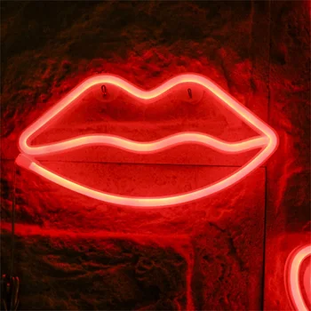 

Lip Sign Neon Light Decorative LED Night Lights Room Decoration Birthday Wedding Party Home Wall Decor Valentine's Day Gift