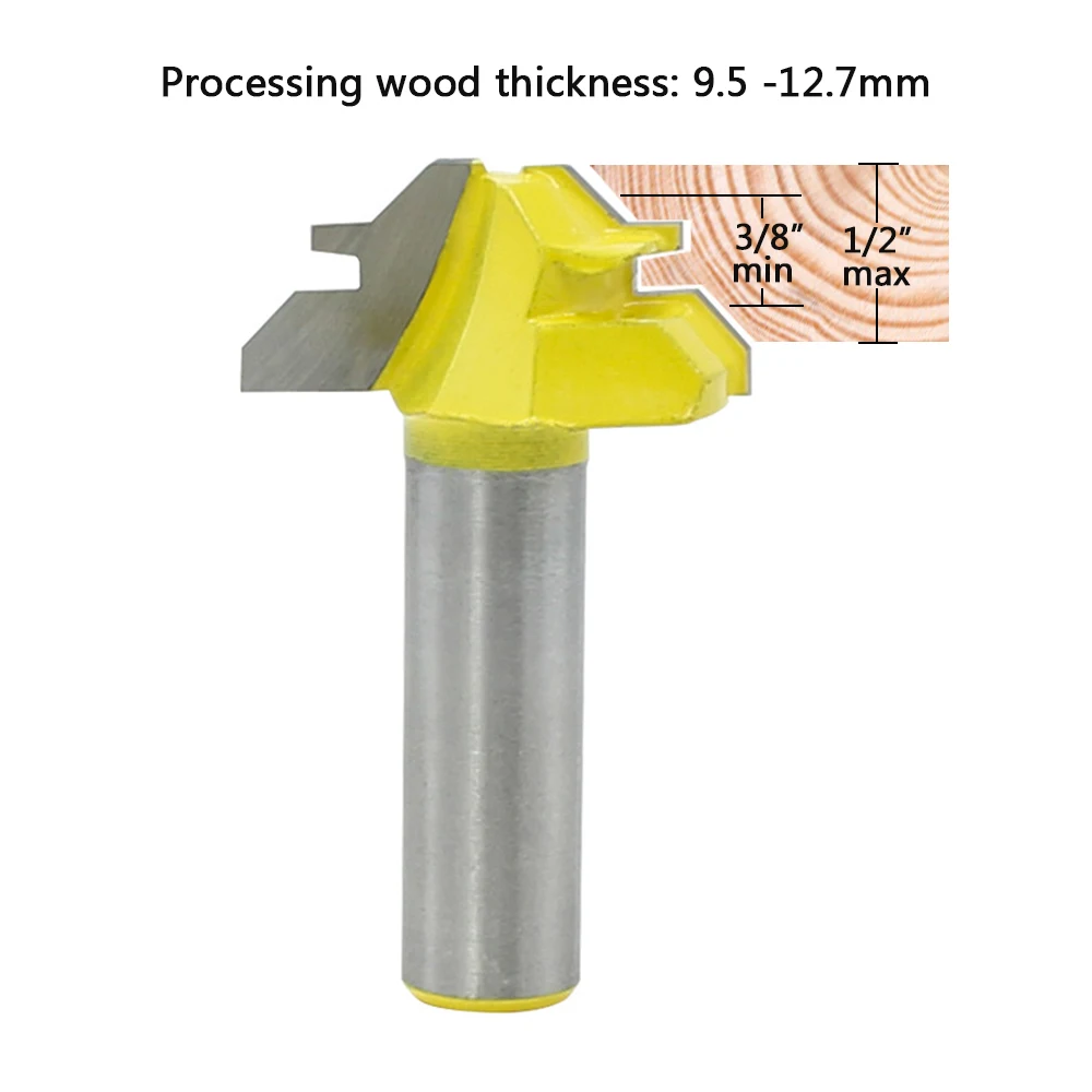 45Degree Lock Miter Router Bit 8mm Shank Trimmer Milling Joint Tenon Cutter Tool
