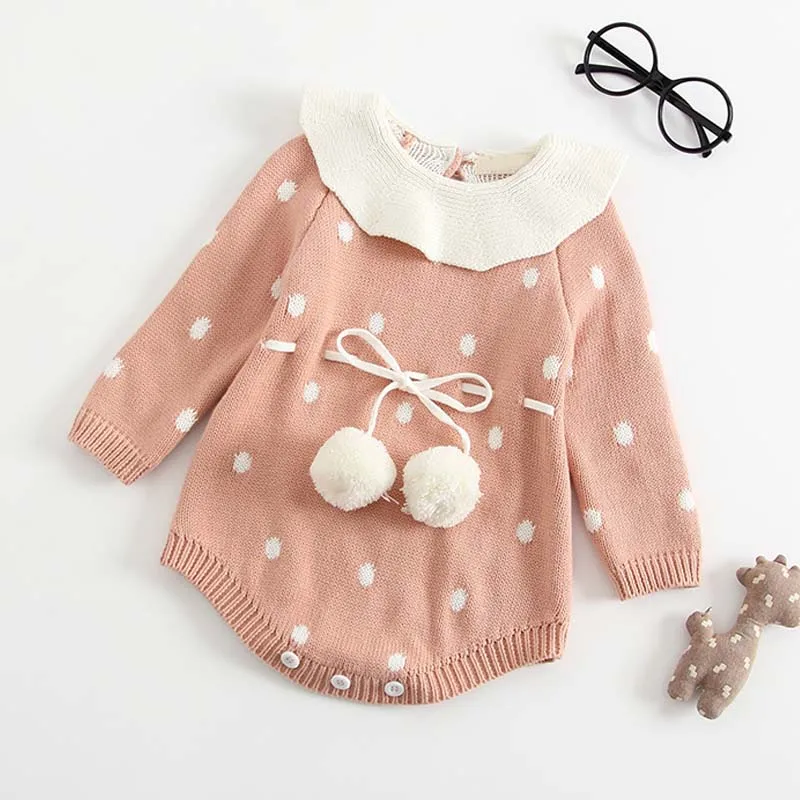 Humor Bear/вязаный свитер в горошек; комплект одежды для малышей; коллекция года; сезон осень; комплекты с толстовкой для маленьких девочек