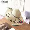 Letter Embroidery Cap Big Brim Ladies Summer Straw Hat Youth Hats For Women