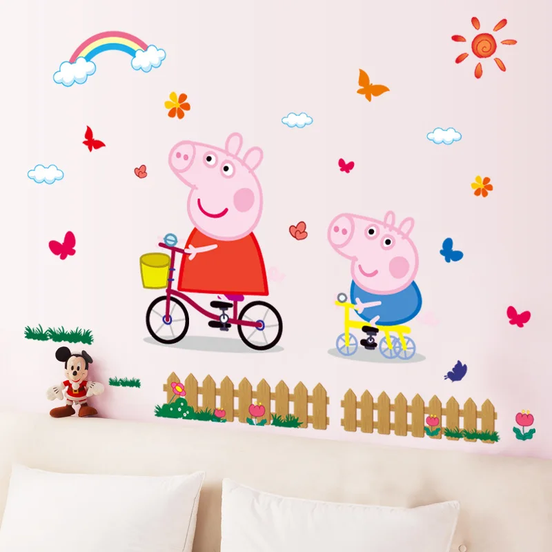 

Peppa Pig Free Shipping 3D DIY Photo PVC Wall Decals/Adhesive Family Walll Stickers Mural Art Home Decor