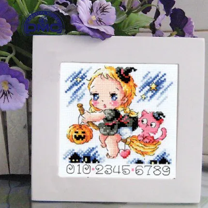 cs-2580 Cross Stitch Kit A Little Witch of the Night Girl and Cat SO