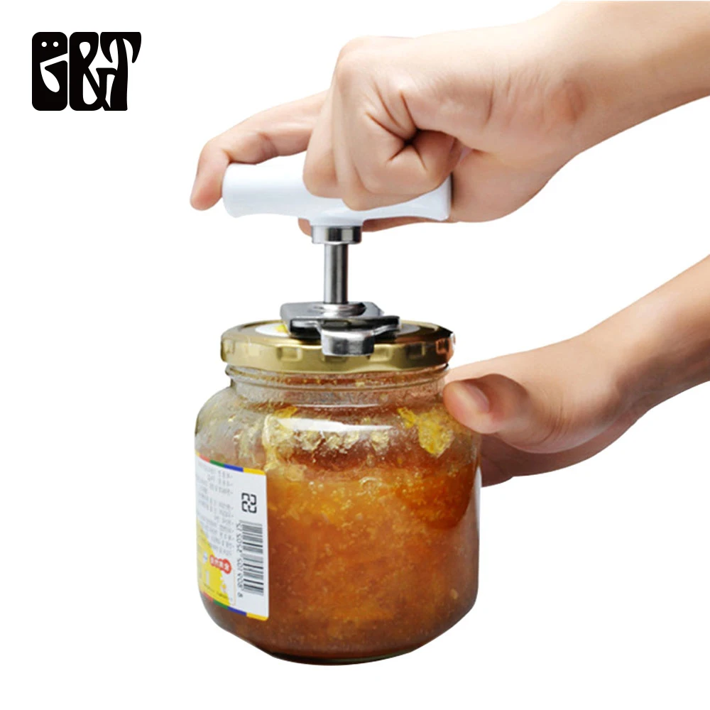 Stainless Steel Can Opener Adjustable Jar Openers Manual Spiral Seal
