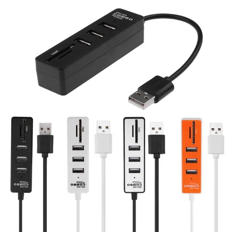 

USB Hub Combo 3 Ports High Speed USB 2.0 Hub Splitter Multi USB Combo 2 In 1 SD/TF Card Reader For PC Laptop Computer