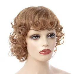Jeedou короткие волнистые волосы парик 30 см 160 г Темно-русый цвет зрелые Шарм пушистые прически стильный и простой прически для женщин