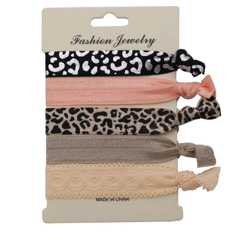 

5PCS/SET Women's Trendy Tassel Pattern Elastic Hairband Bowknot Hand Band For Girls Hair Ties Headwear Tie Gum Hair Accessories