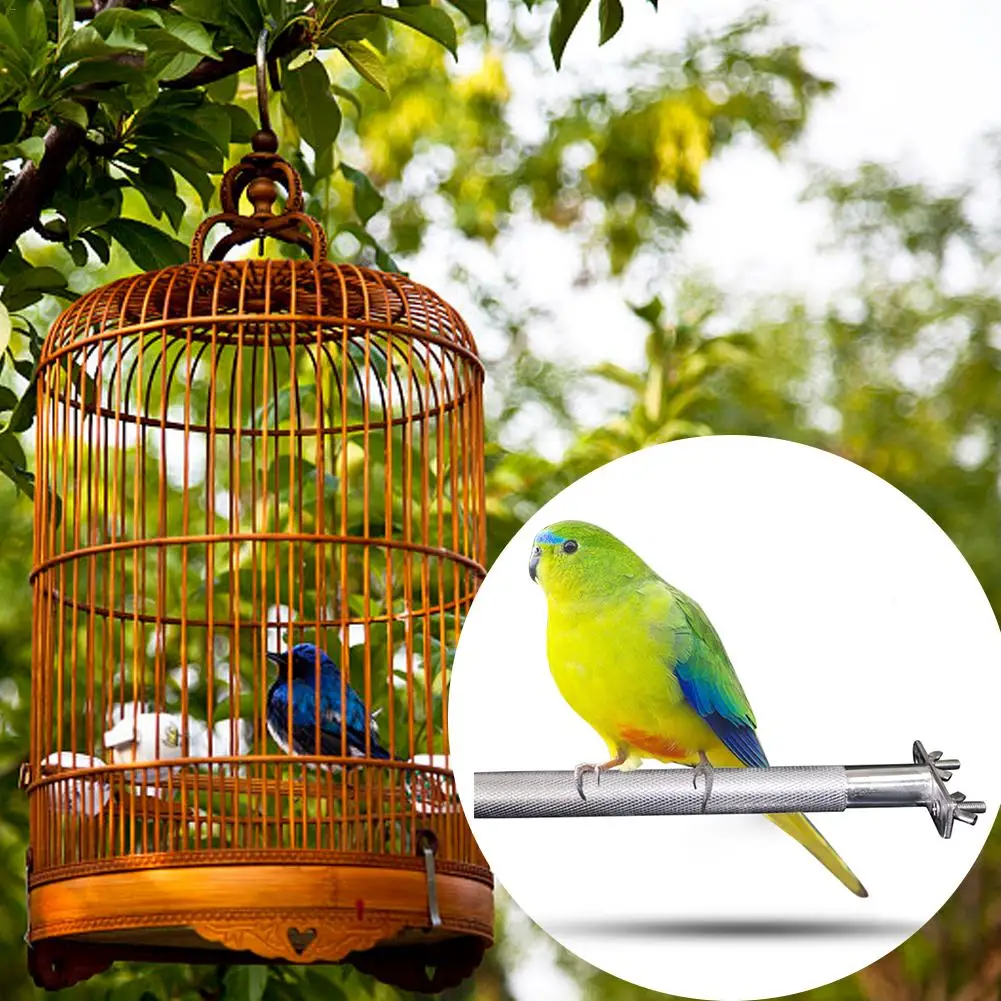 Stainless Steel Pet Bird Stand Parrot Standing Rod Birdcage Stand Stick Perch Paw Grinding Bite Toys Bird Cage Accessaries 28CM