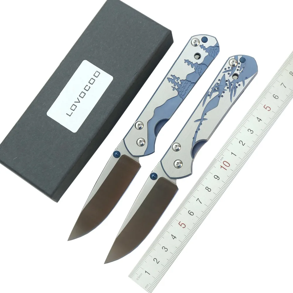 

LOVOCOO small sebenza 21 folding knife D2 blade titanium pattern handle utility camping hunting survival tactical pocket knives