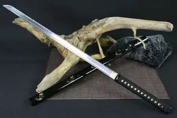 

HandMade Sword WUSHU Katana Hunting Knife Sharp High Carbon Blade Wood Sheath Full Tang