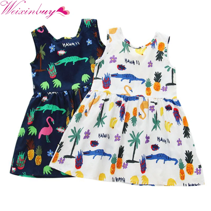 

Girl Dress Summer Cartoon Printed Birthday Party Dresses For Girls Children's Costume Teenager