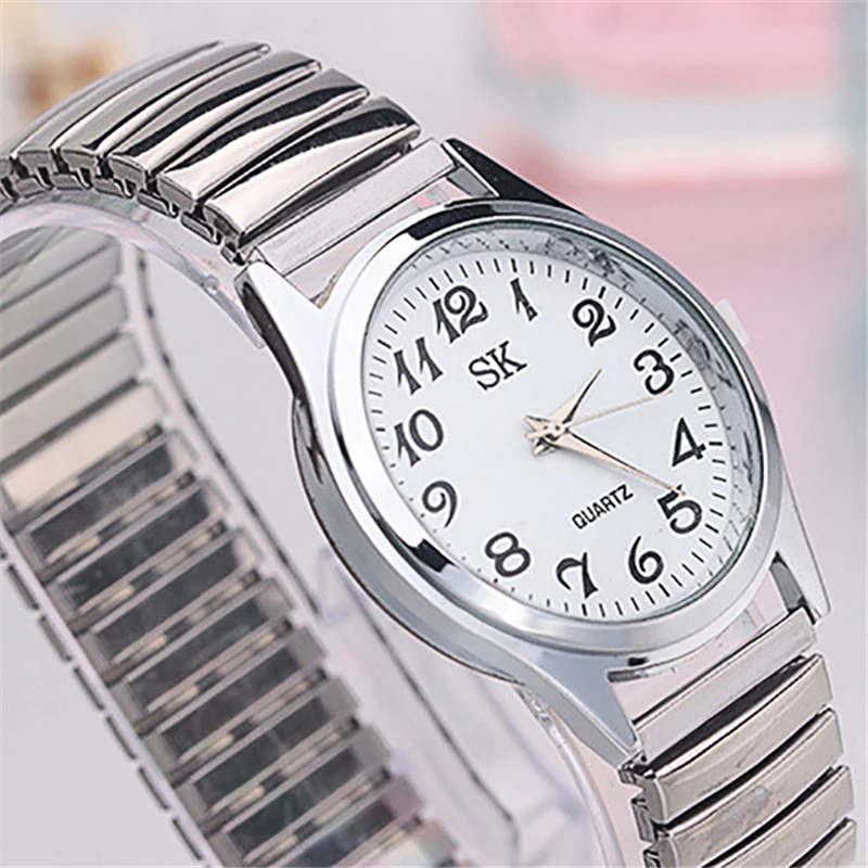 Men Women Business Watches Fashion Alloy Restoring Quartz Perfect Couple Watches Stainless Steel Elastic Strap Band 3