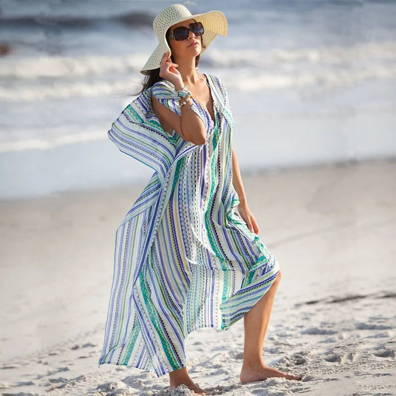 NODELAY New Stripe Print Bikini Cover Up Women 2018 Loose Chiffon Pareo ...