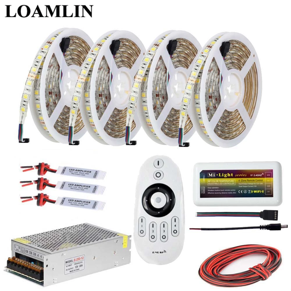 5 м 10 15 20 Светодиодная лента 5050SMD Цветовая температура (CCT) 2 4G Milight пульт