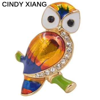 CINDY XIANG Unisex Colorful Enamel Owl Brooches Women And Men Brooch Pin CZ Rhienstone Bird Jewelry Backpack Badges Summer 2017
