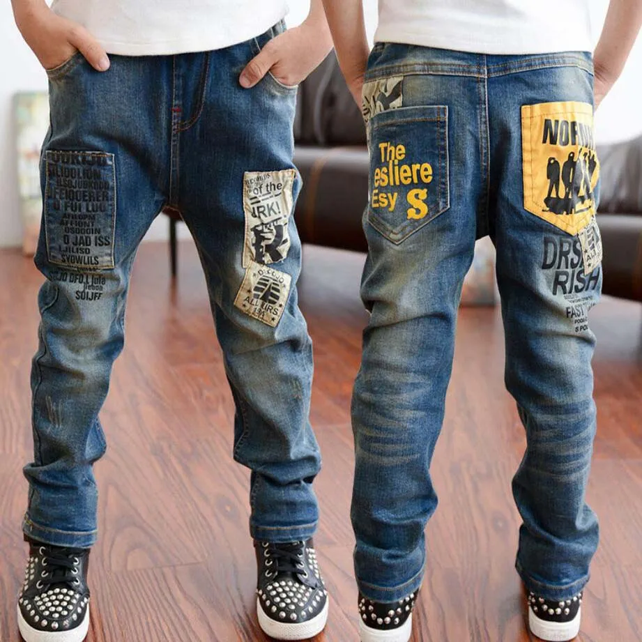 Одежда для мальчиков; От 3 до 11 лет для мальчиков; весенние хлопковые длинные брюки; детские джинсы; детские джинсовые брюки в Корейском стиле; брюки высокого качества для подростков