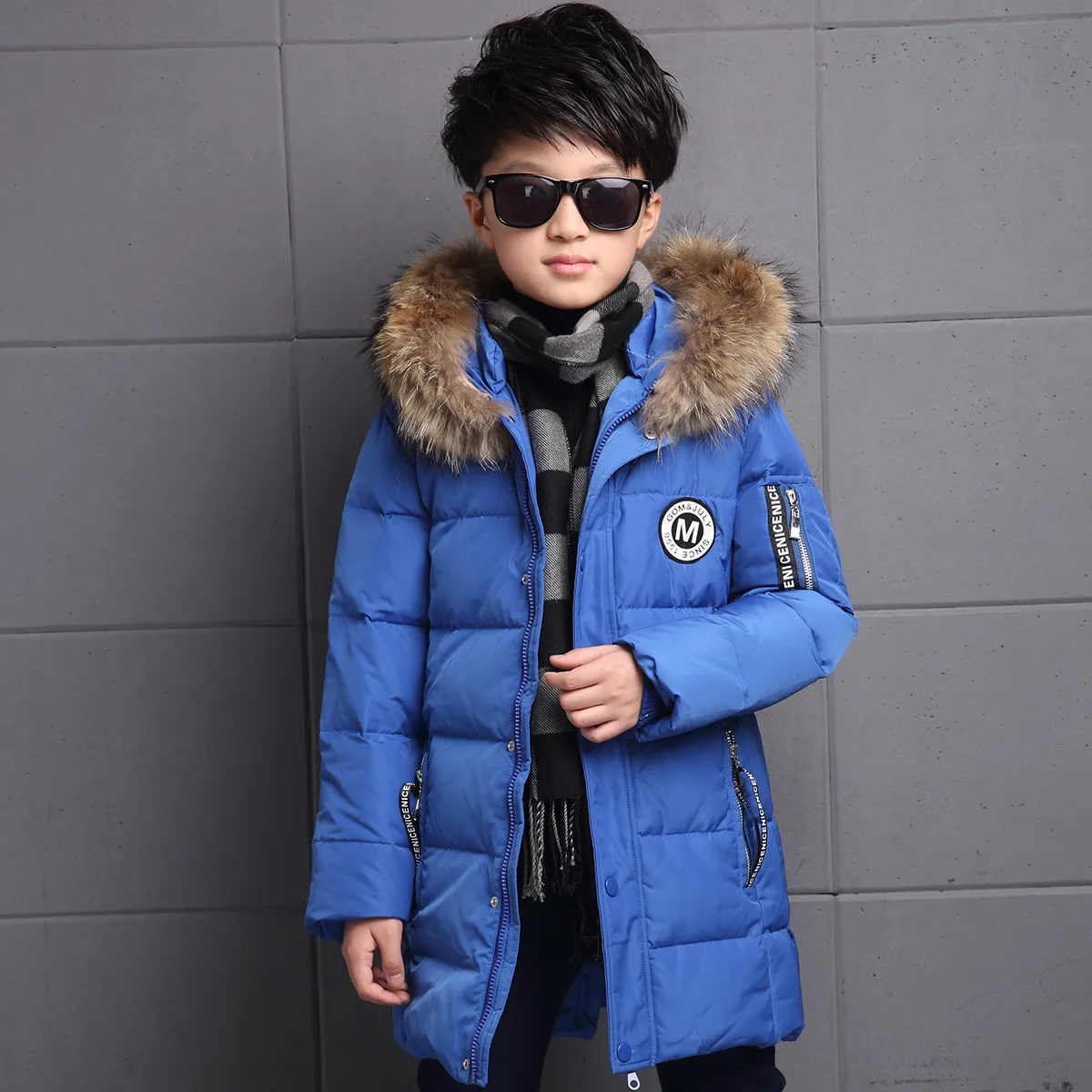 Boys Real Fur Collor Down Jackets Childen Winter Outerwear Jackets For Boys Down Jackets Coats