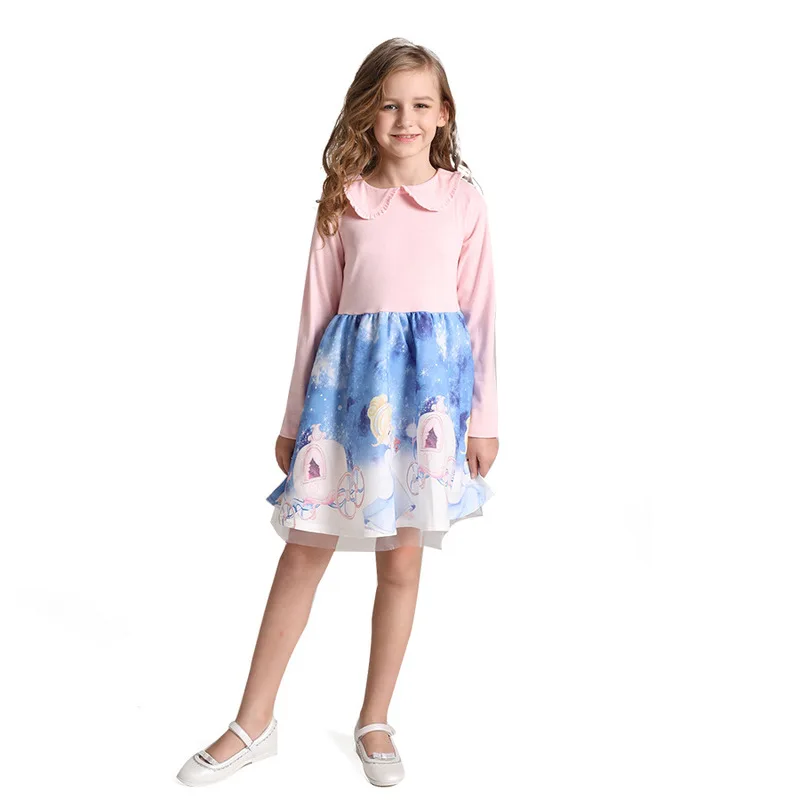 

Pink Dress Babygirl 2 years Princess Autumn Winter Kids Dress Cartoon Print Sweet Children Outerwear Baby Girls Clothes