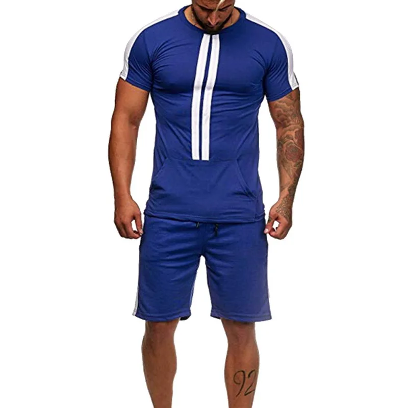 LASPERAL для мужчин комплект из 2 предметов Мода Полосатый спортивный топ с длинными рукавами летняя футболка с короткими рукавами