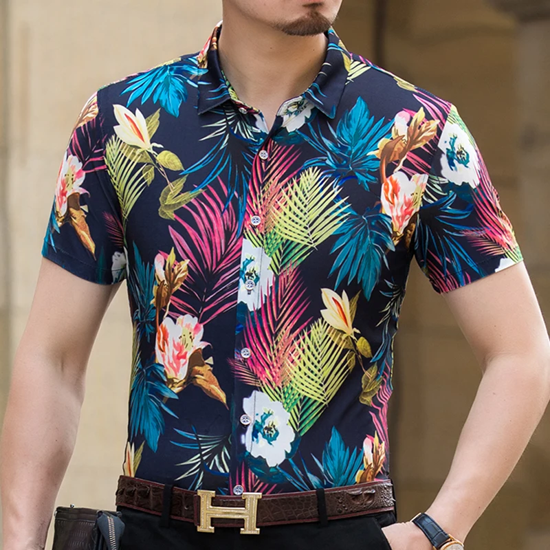 Mens shirts Hot sale summer 2018 mens flowers printing clothers male ...