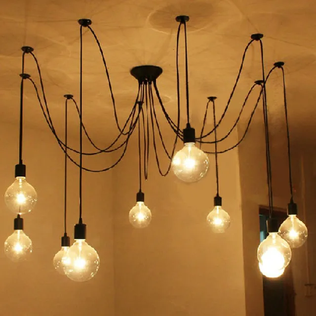 10 Lights Edison Retro Spider Industrial Pendant Light 110 220v E27 10 Lights Edison Retro Spider Industrial Pendant Light 110 220v E27 Vintage Diy Hanging