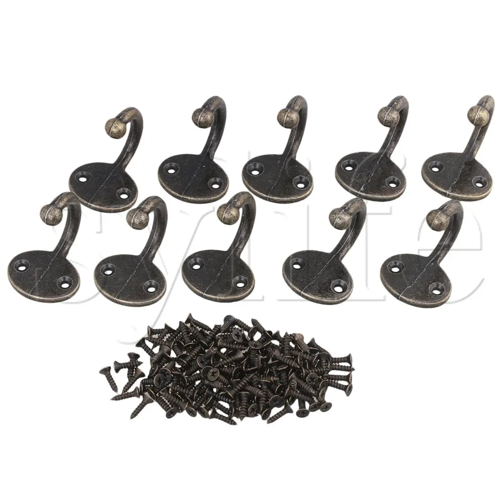 

10pcs Zinc Alloy Antique Bronze Wall Mounted Single Hook Hangers C109