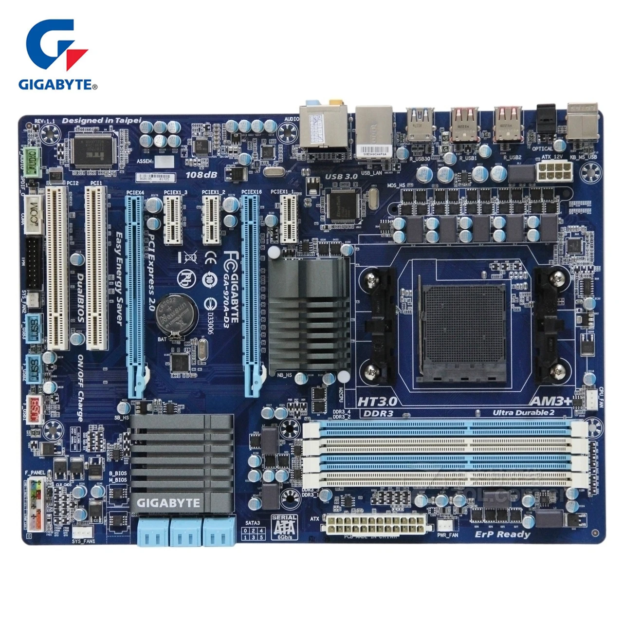 

Оригинальная материнская плата Gigabyt GA-970A-D3, 100%, DDR3, USB 3,0, 32 ГБ, Gigabyt 970A 970, десктопная материнская плата 970A-D3, б/у Платы AM3 + AM3