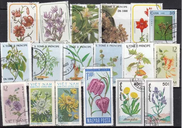 50 шт/лот цветы все отличаются от многих стран без повтора неиспользованных почтовых марок для сбора