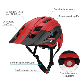 

Lixada Lightweight Cycling Helmet 16 Vents Bicycle Helmet with Detachable Visor Safety Protective MTB Mountain Bike Helmet