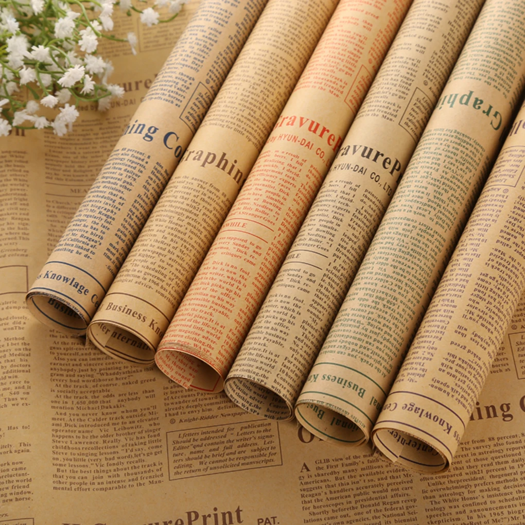 10pcs Newspaper Wrap Paper Double Sided Party Gift Flower Wrap Decor