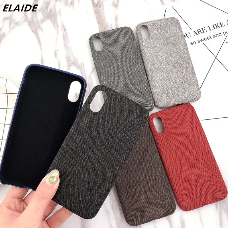 

ELAIDE Cloth Phone Cases for iPhone X Case Fashion Business Style Cloth Silicon Back Cover for iPhone 6 6s 7 Plus XS Case Capa