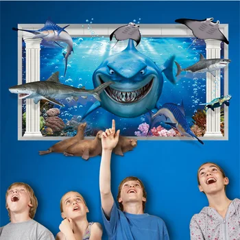 

Wholesale 50*Finding Nemo 3D Kids Room Wall Stickers Decal Removable Home Decor Kids Baby Boy Nursery Art Mural DHL shipping